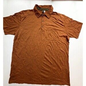 Ibex Men’s XL Brown Solid Short Sleeve Collared Polo Button Placket Logo
